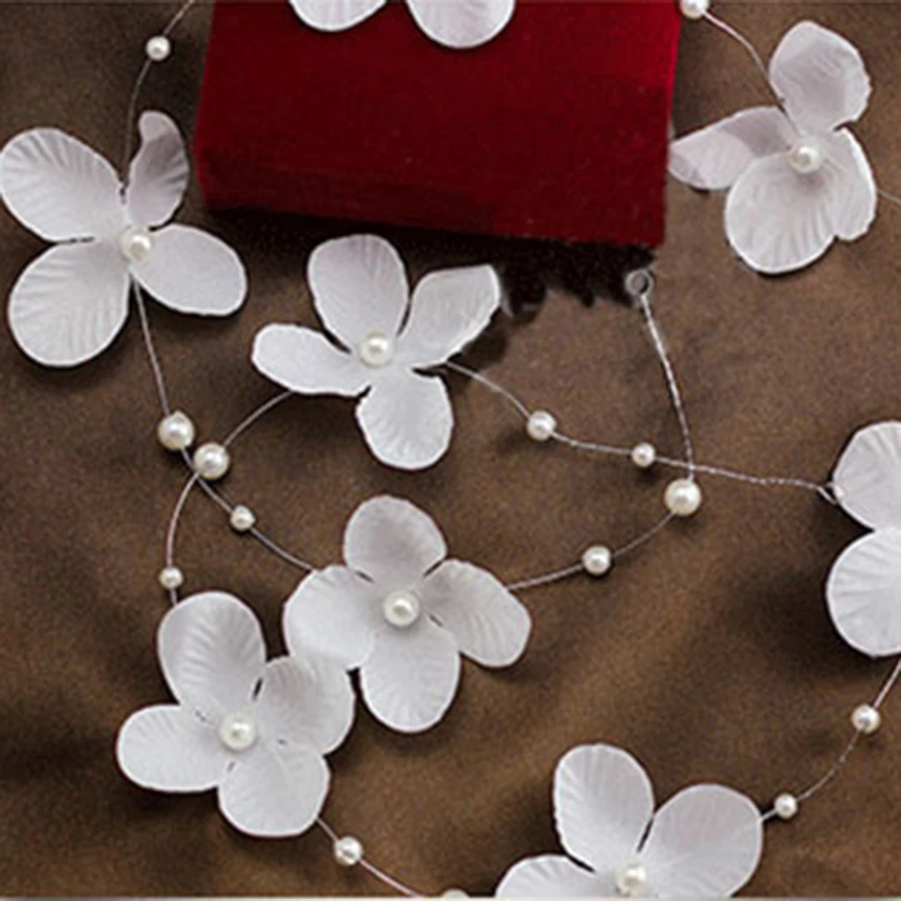 

5pcs Pearl Headband Bridal Hairband Wedding Vine Flower Crown Elegant Beads For Braids Curly Hair