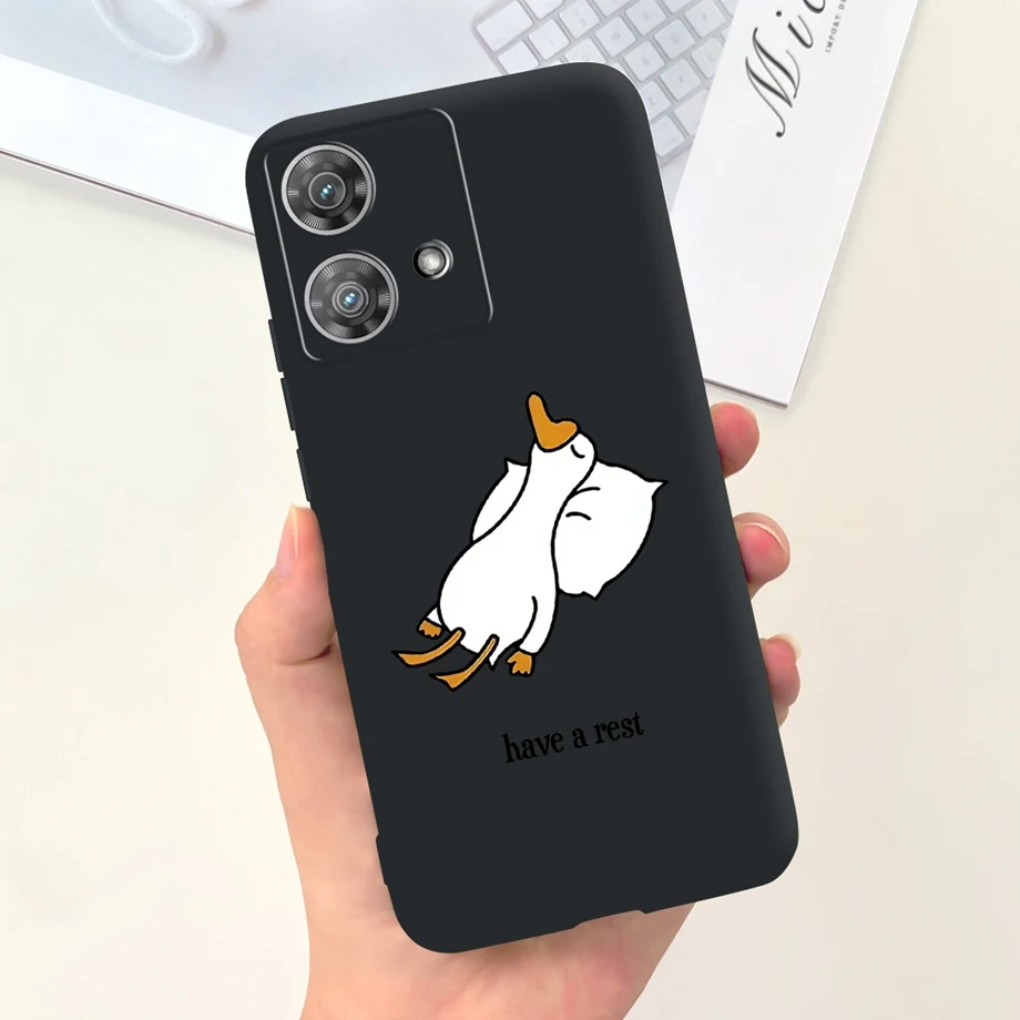 Etui na telefon Motorola Edge 40 Neo Edge40 5G Czarne, miękkie, silikonowe etui przeciwstukowe do Edge 40Neo Capa Panda Rabbit Luxury — zdjęcie 4