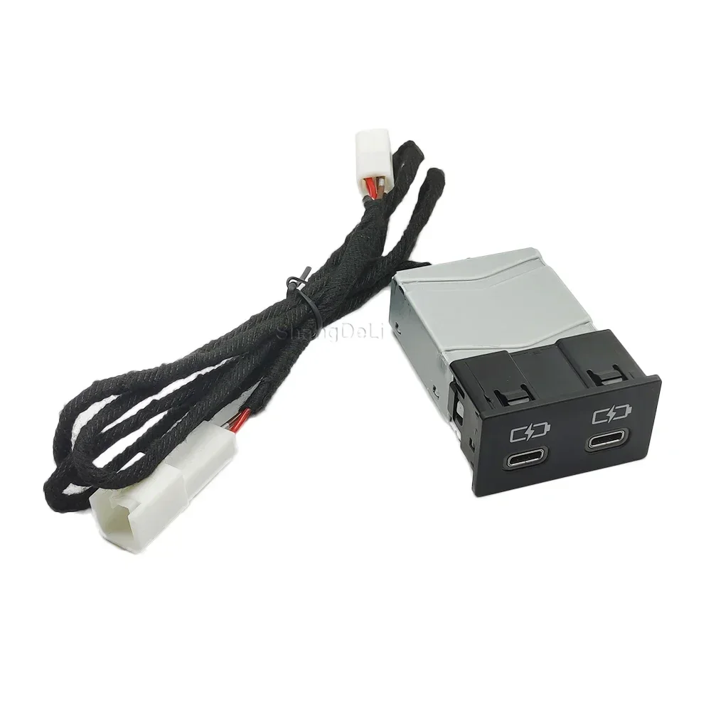 USB Type-C Quick Charger Adapter for Toyota Sienna Camry Highlander Corolla Land Cruiser 70 2018-2022 with Connecting Line