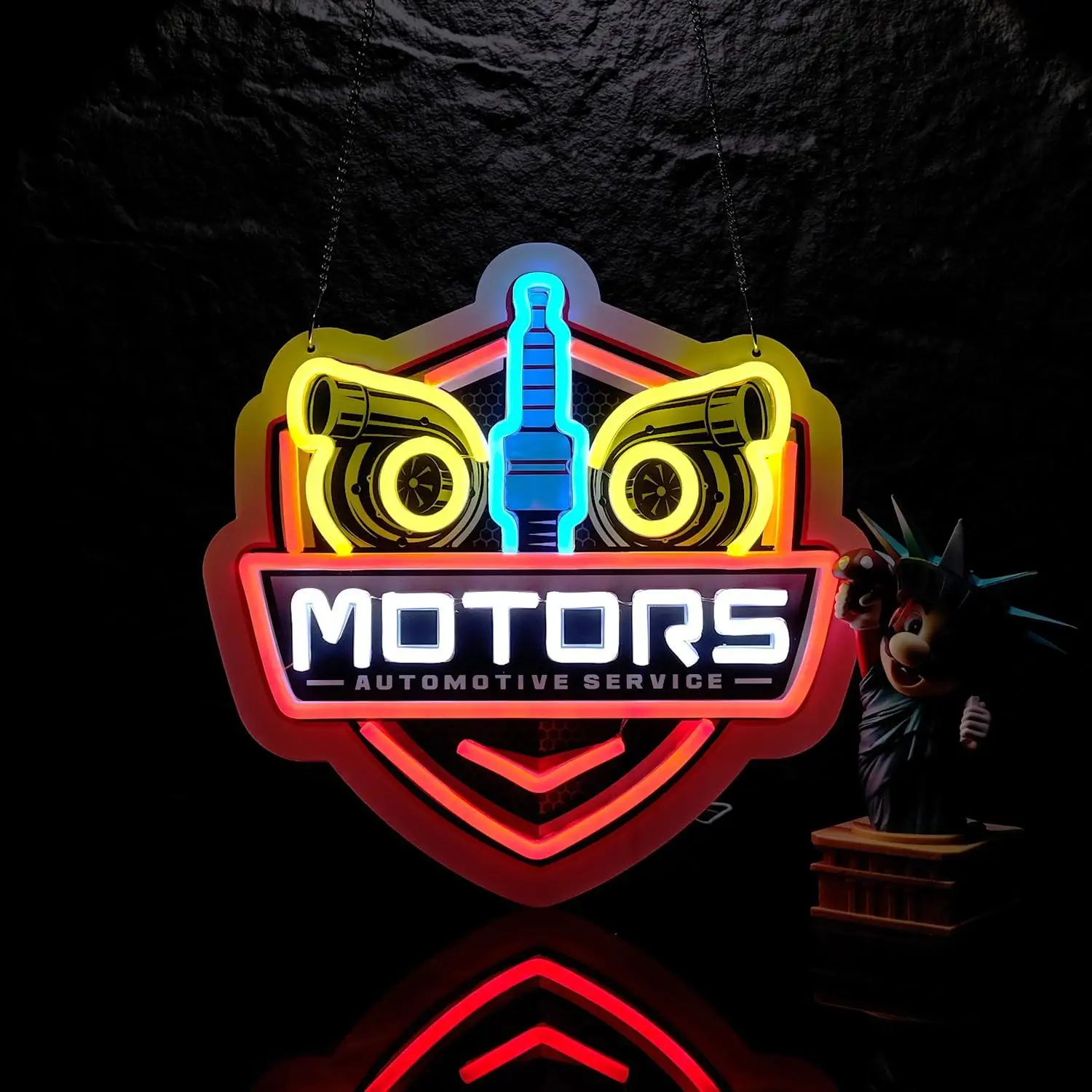 Motors Automotive Service Neon Sign USB Dimmable LED Light for Garage Workshop Man Cave Bar Party Decoration Night Light Gifts