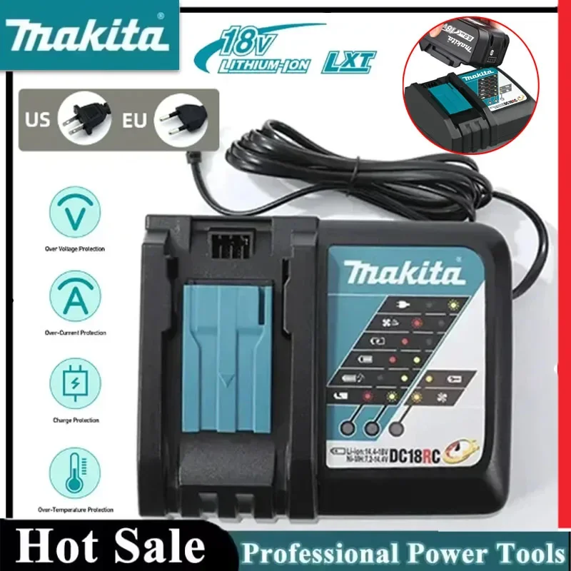 

Зарядное устройство Makita DC18RC 18В для аккумуляторов Li-ion 3/4А, для инструментов Makita Bl1830 Bl1430 14.4В 18В, с вилкой EU/US