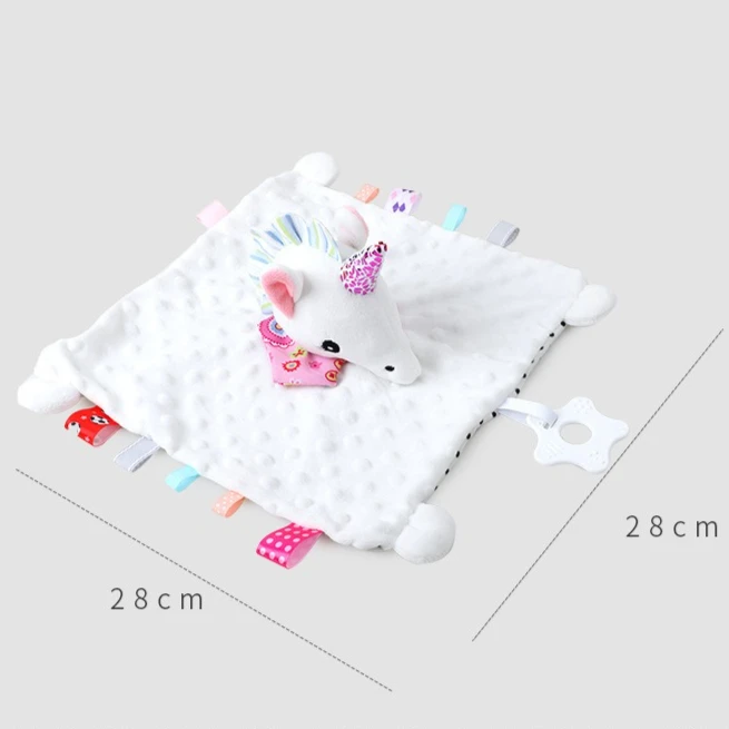 Baby Tröster Decke mit Tags Beißring Weiche Plüsch Neugeborenen Schlaf Puppen Kinder Mode Schlaf Spielzeug Schnuller Beschwichtigen Baby Handtücher
