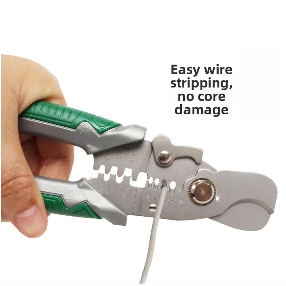 Industrial Stainless Steel Cable Tool for Stripping Crimping Cutting For 6/7 Wires with Spring Loaded Smooth Operation
