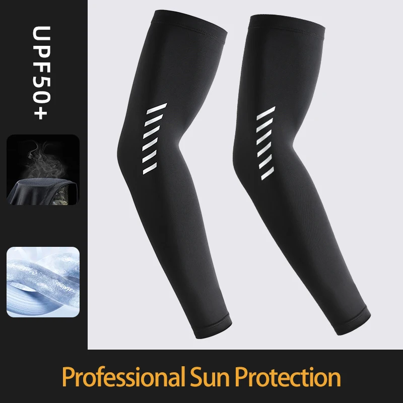 Summer Men Cycling Sleeves Sun Protection Ice Silk Golf Driving Arm Cover Elastic Cool Fishing Hiking Breathable Sports Sleeves