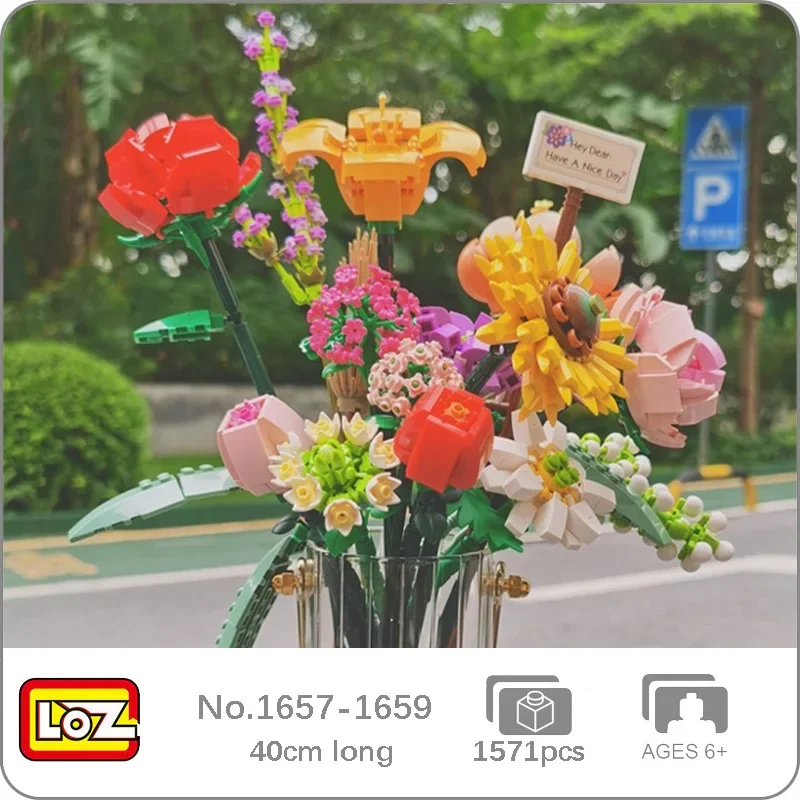 

LOZ, вечный цветок, трава, роза, Подсолнух, шафрановая Лилия, Маргаритка, лаванда, Гортензия, Орхидея, мини-кубики, конструктор, игрушка без коробки