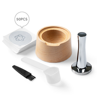 For Nespresso Vertuo Capsule  Aluminum Foil Sealing Cover Kit Coffee Accessories Wooden Reusable Capsule Filling Rack