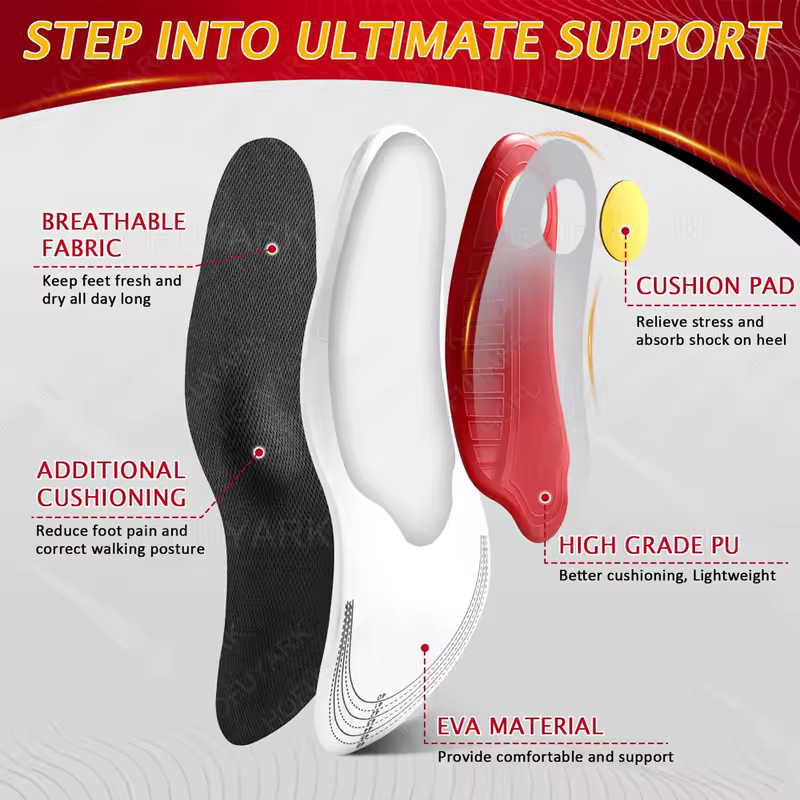 Orthotic Insole Men High Arch Support Flatfoot Orthopedic Insoles For Feet Ease Pressure Plantar Fasciitis Pain Relief Shoe Sole - Image 4