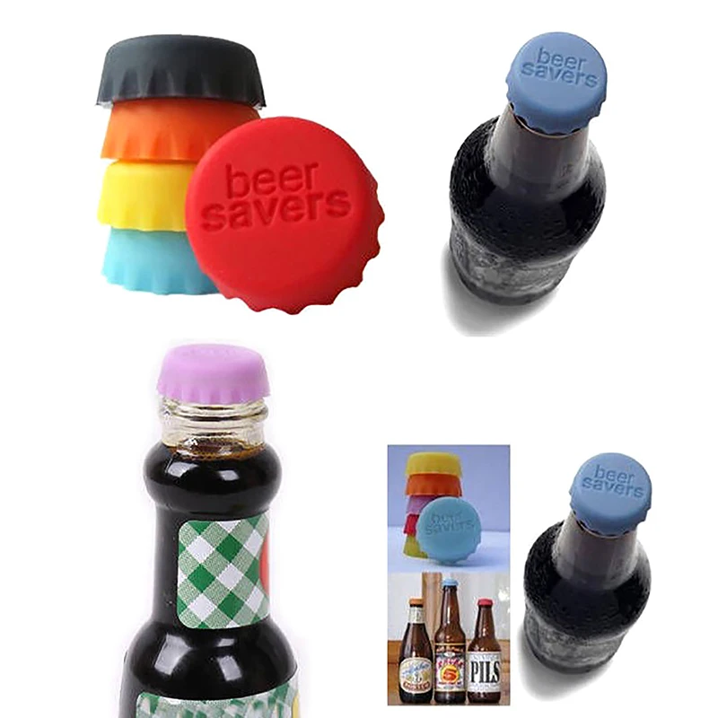 6Pcs/lot Mix-colored Silicone Beer Bottle Cap 2.8cm Wine Stopper Vinegar Soy Corktail Lid Bottle Cover Good Seal Kitchen Gadgets