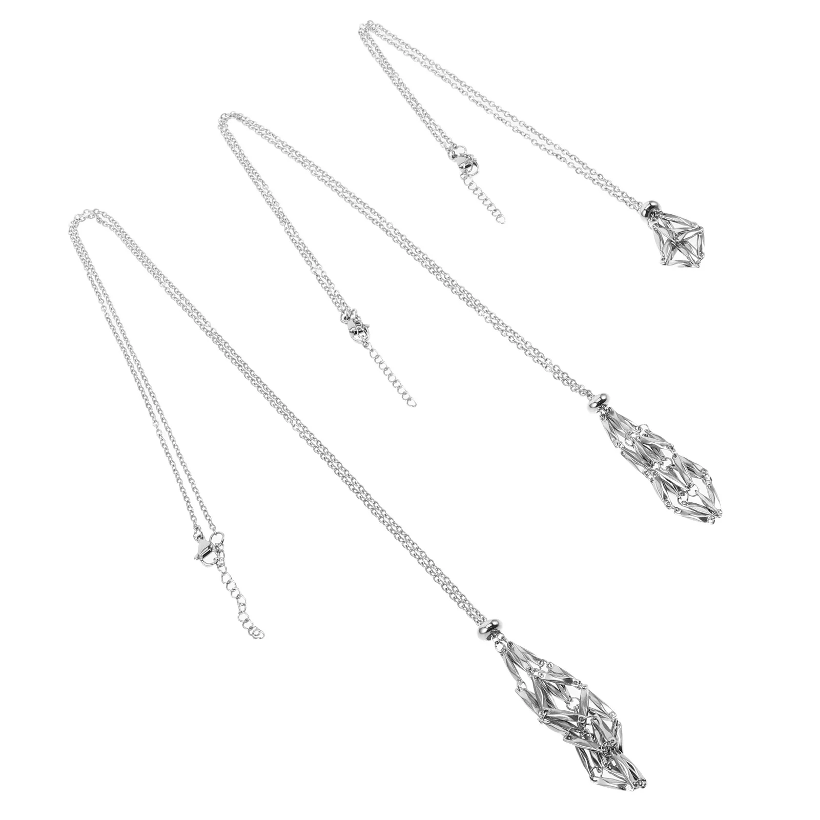 

3Pcs Dreamcatcher Fishnet Cage Necklace Adjustable Stainless Steel Crystal Pendant Holder DIY Jewelry Making Kit
