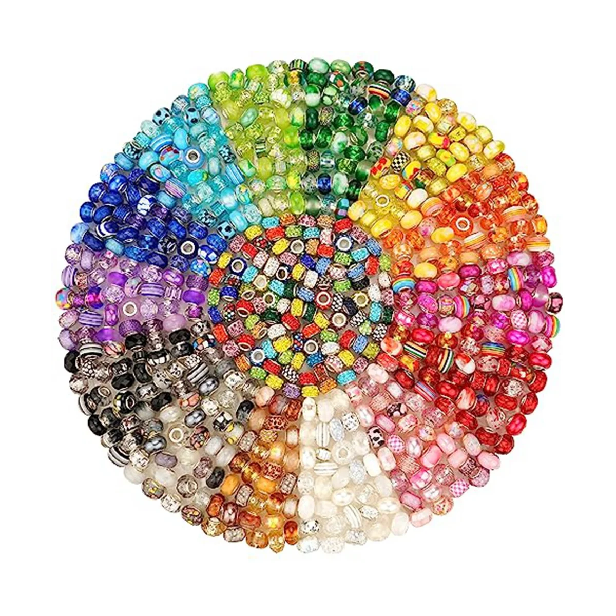 

240Pcs Assorted European Resin Large Hole Beads Spacer Beads for Bracelet Making , Craft Beads for DIY Charms Bracelet