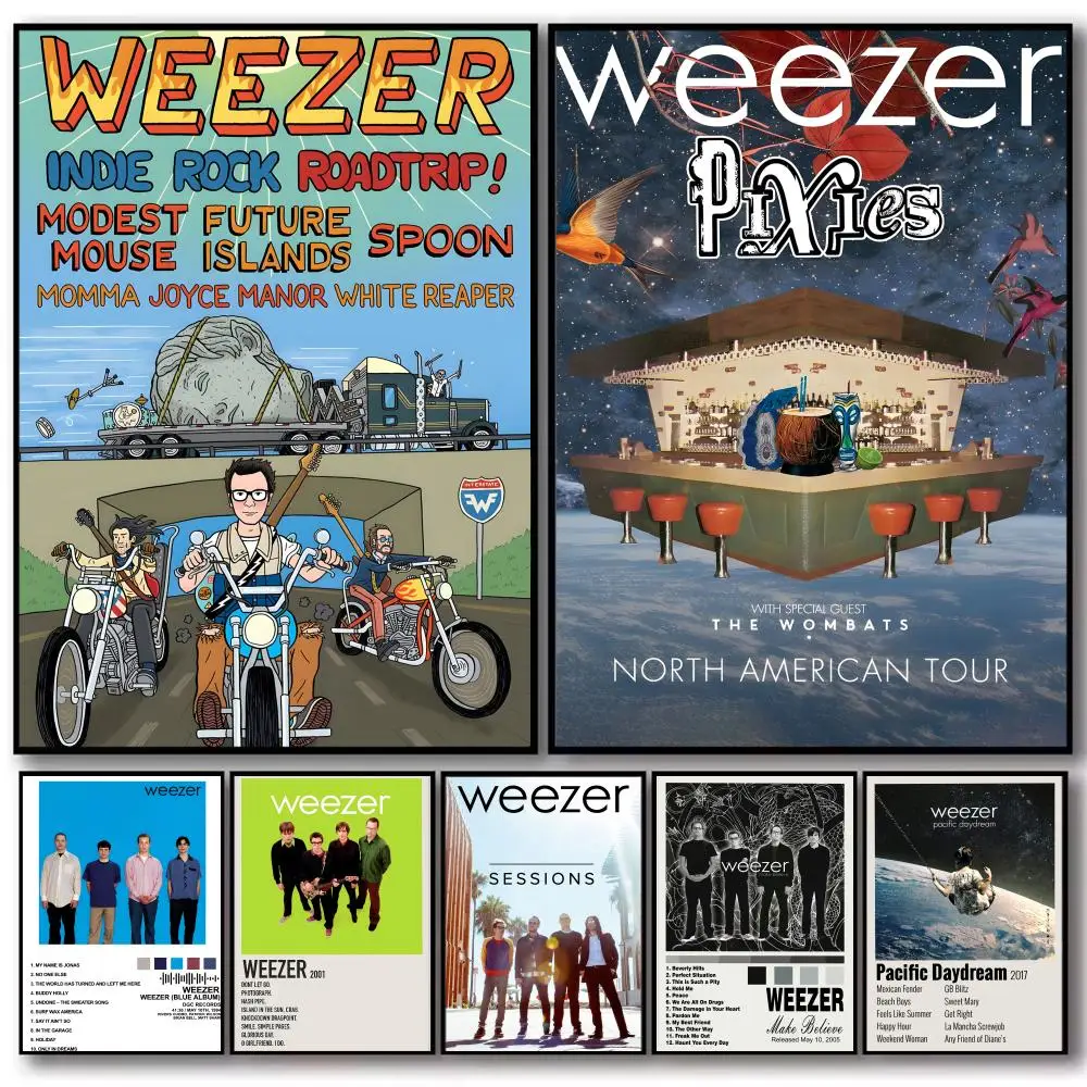 Rock Band Album W-Weezer Poster Decorative Wall Art Stickers Mural Photo Print for Home Living Room Hallway Decor