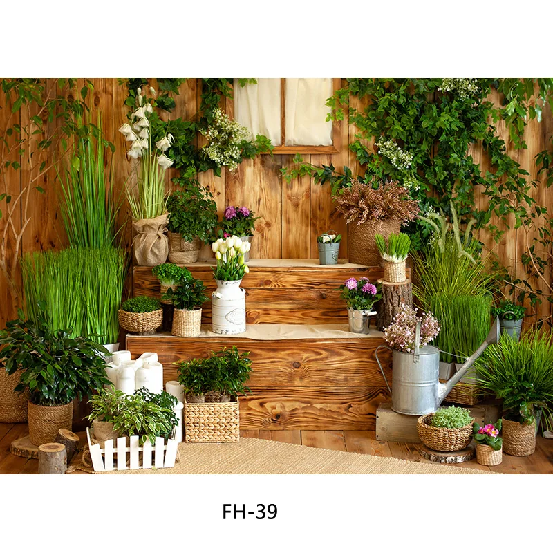 Nitree Spring Easter Photography Backdrop Rabbit Flowers Eggs Wood Board Photo Background Studio Props FH-57