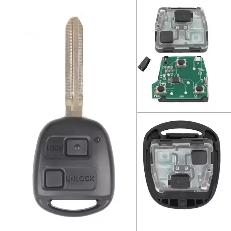 KEYECU P/N: 60081 433MHz 4C Chip 2 Buttons Remote Car Key Fob For Toyota RAV4 Corolla Yaris Replacement TOY43 Blade