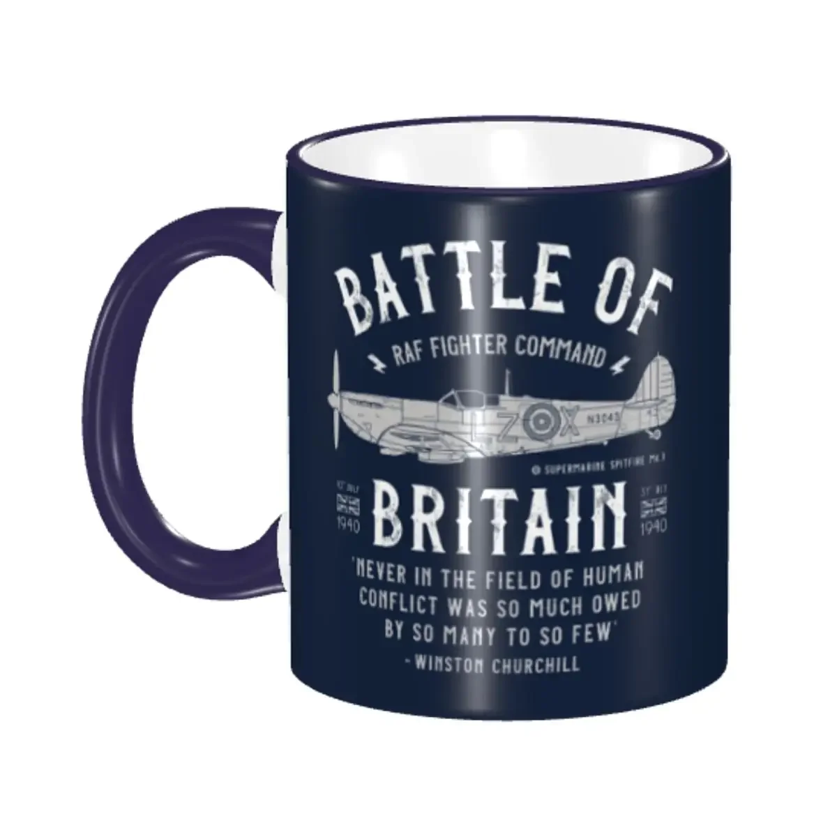 Customized Battle Of Britain Coffee Mugs DIY Supermarine Spitfire Fighter Pilot Aircraft Airplane Ceramic Milk Tea Mug