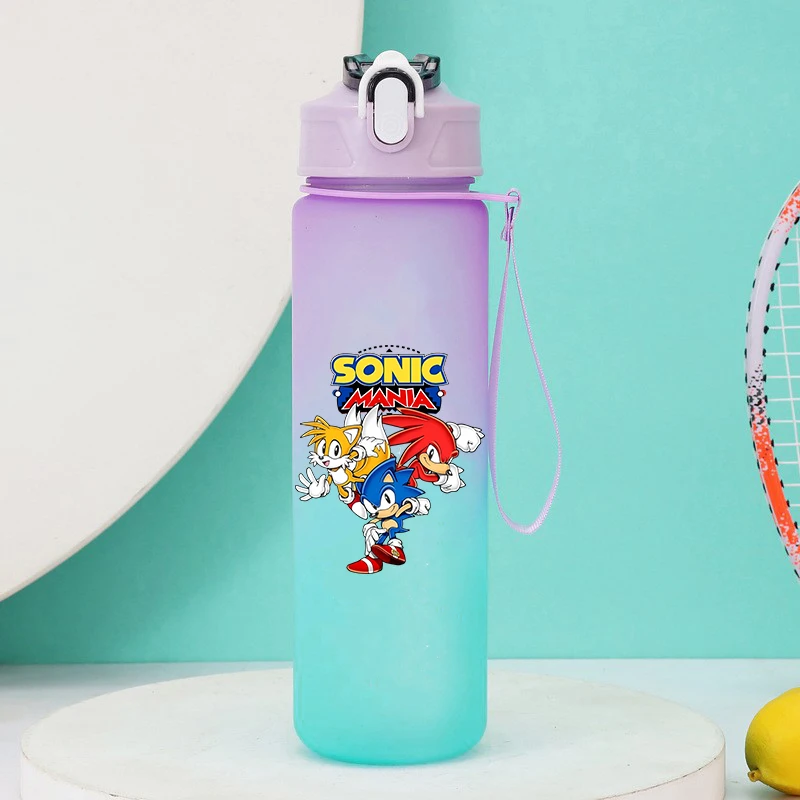 750ml Sonics Sport Waterflessen Anime Frosted Fles Outdoor Reizen Gym Fitness Kannen Draagbare Drinkbekers Jongens Meisjes Gift