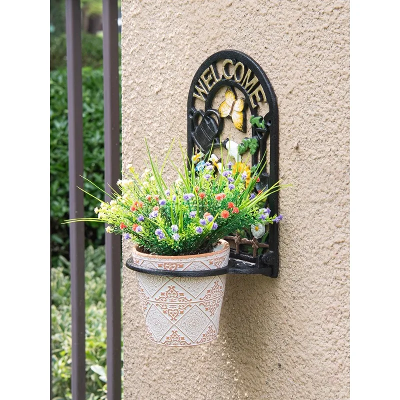 

High-end wrought iron flower stand balcony European-style shelf indoor and outdoor courtyard succulent green dill hanging bracke