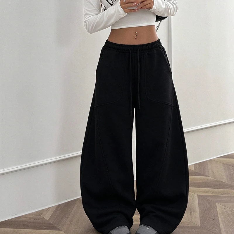 European and American Retro Patchwork Casual Pants High Street Niche Sports Pants Versatile Mop Pants Ins Style