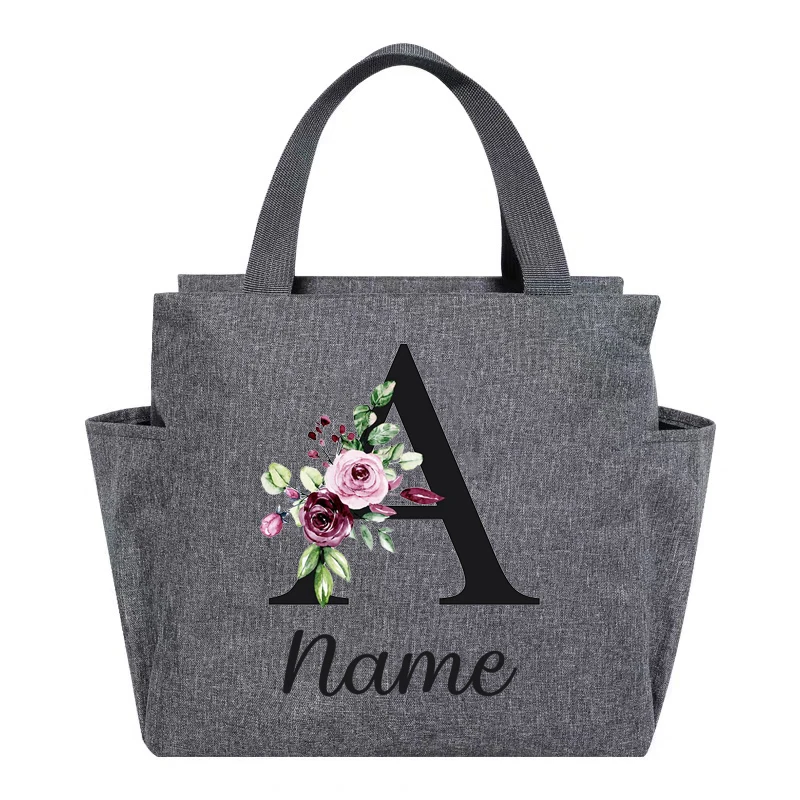 Custom Name Lunch Bag Insulated Thermal Lunch Box Large Tote with Lunch Bag for Work Food Storage Bags Gift for Teacher\'s Day