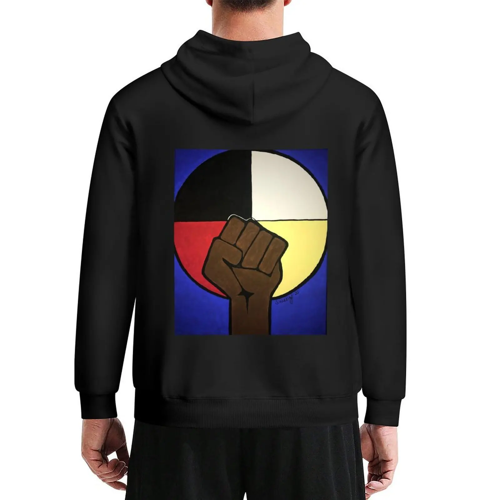 

First Nations standing in solidarity with #BLM Hoodie blouse men wear japanese style man hoodie