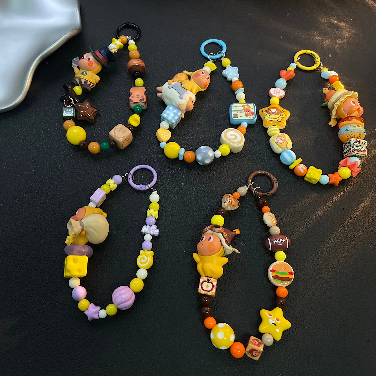 

Милая мультяшная цепочка для телефона с бусинами в виде звезд и персонажей, подвеска-брелок для сумки, DIY-аксессуар