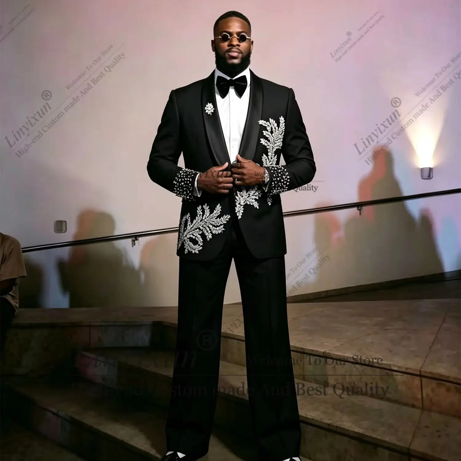 Shiny Men's Luxury Crystal  (Jacket Vest Pants) Rhinestones Formal Evening Suit Tuxedo Wedding Guest Suit Attire Customized