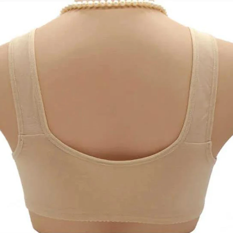 New Women's Front Opening Button Bra Plus Size Thin Breathable Underwear Mother's Cotton Wireless Push Up Comfortble Underwear