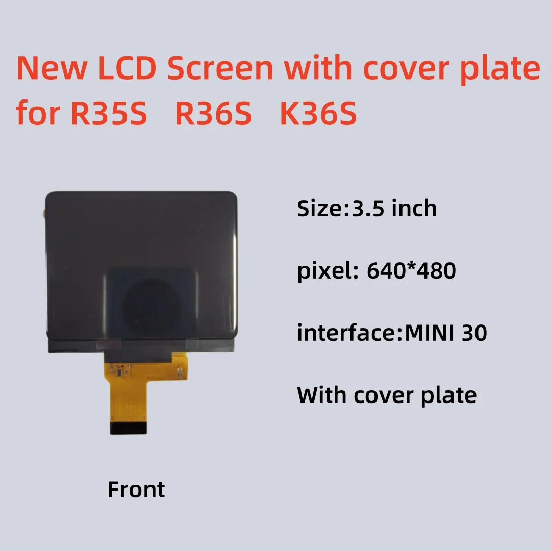 New 3.5-inch LCD Screen Display for R35S R36S Game Console HL-PGDM035HD-C-V2 Replacement Part - with Cover Plate