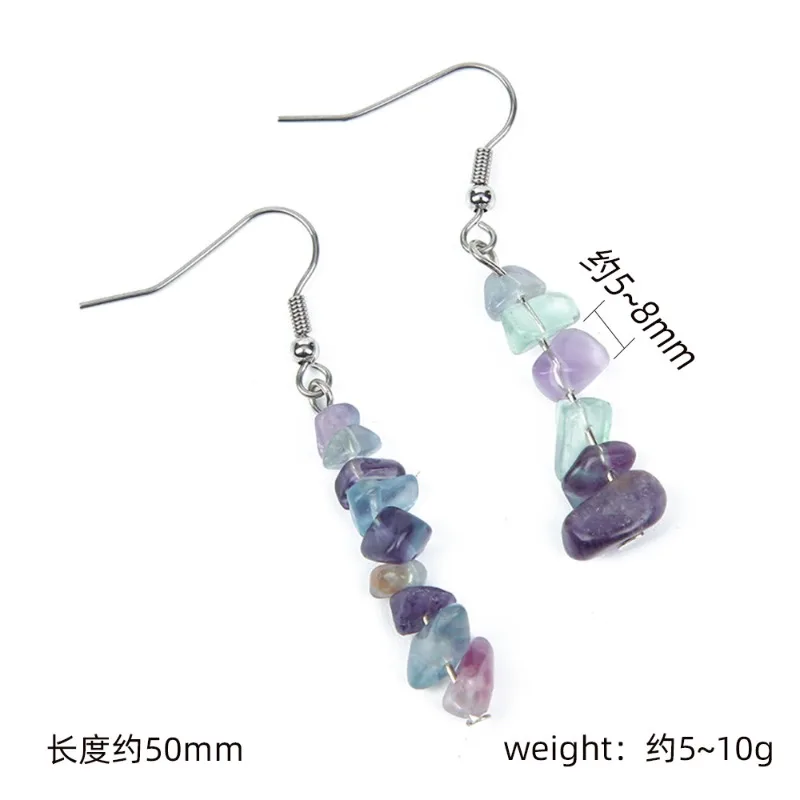 Fashion Jewelry Mineral Stone Crystal Charms Earrings Natural Amethysts Chips Gravel Tassel Charm Quartz Dangle Earring Girl