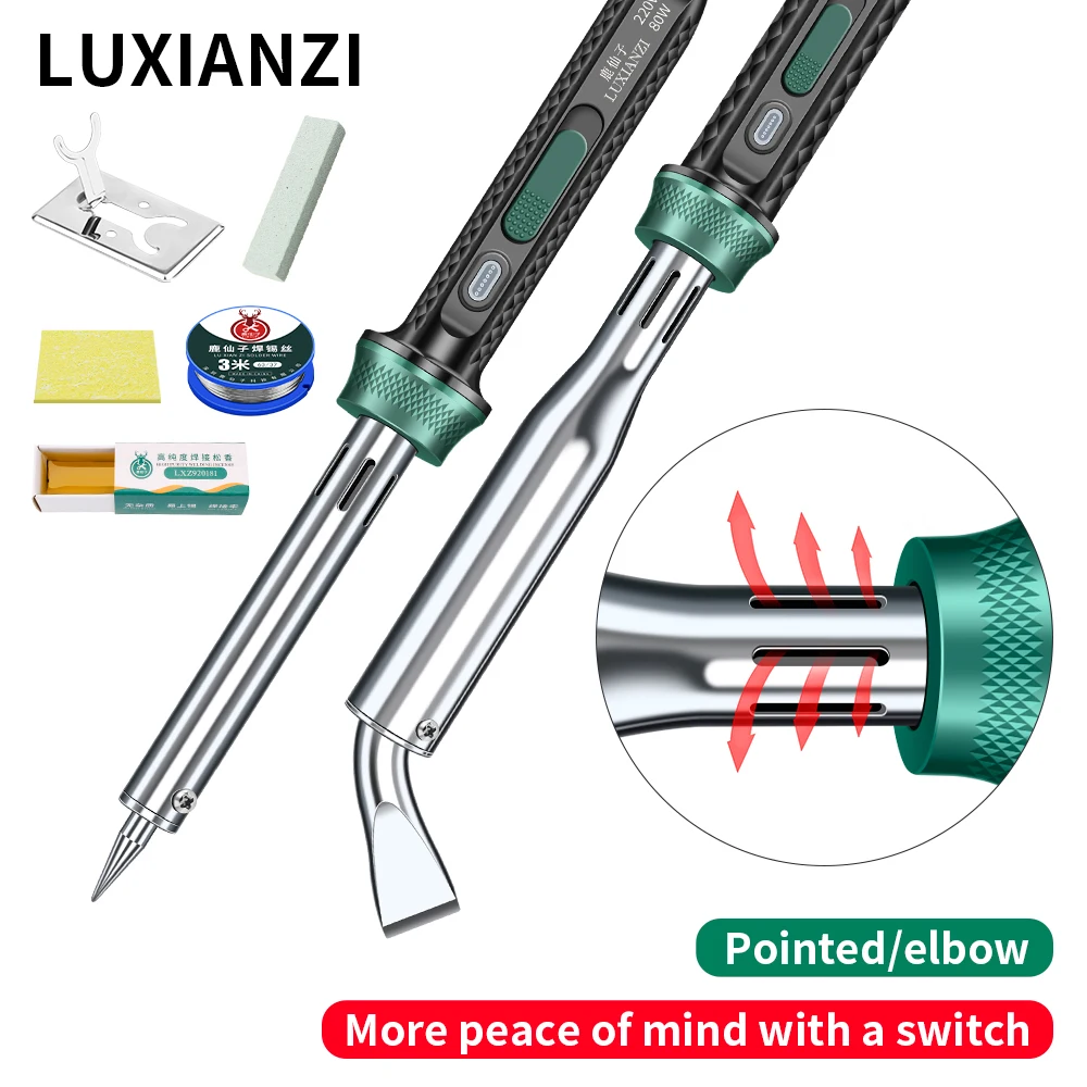 LUXIANIZI 80/300W elektryczna lutownica o dużej mocy lampka kontrolna szybkie nagrzewanie regulowana temperatura inteligentne narzędzie spawalnicze