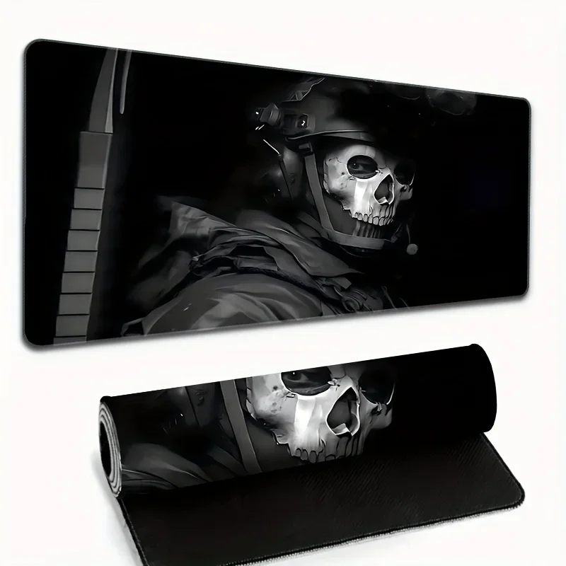 Large Solider Design Gaming Mouse Pad Hooded Skull Sniper Computer Non Slip Rubber Base Desk Mat For Horror Esports Office Pc