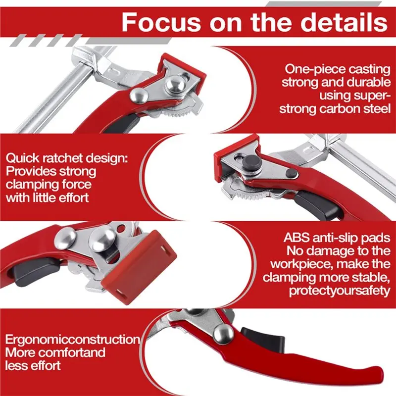 AWAH Ratcheting Table Clamp(2Pcs), Quick Release F-Clamp For MFT And Guide Rail System, Multi-Function Bar Clamp