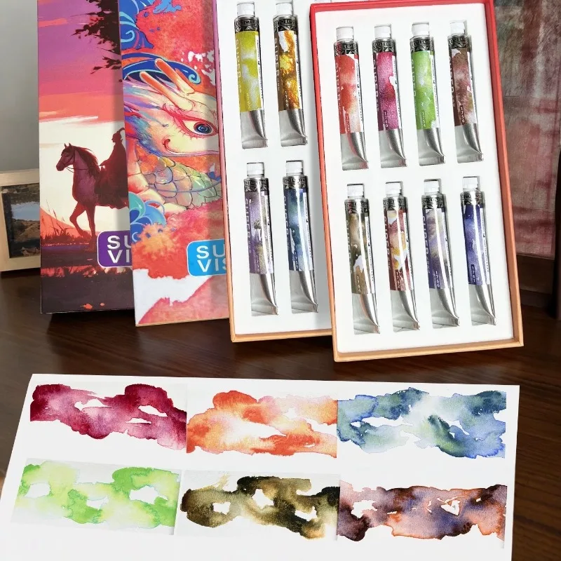 

2 мл новый многослойный цветной акварельный пигмент SuperVision, портативная акварельная упаковка, студенческая живопись, товары для рукоделия