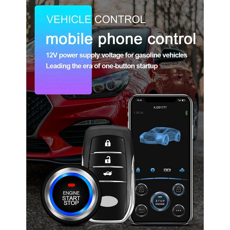 AU05 -Car Alarm Smart App Remote Start Stop System For Cars Engine Push Start System With Auto Ignition Button