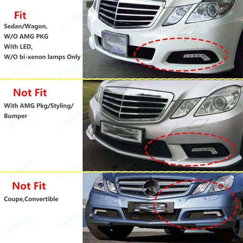 LED Daytime Running Light With Grille Cover For Mercedes Benz E Class W212 2010-2013 Accessories Kit-A02G