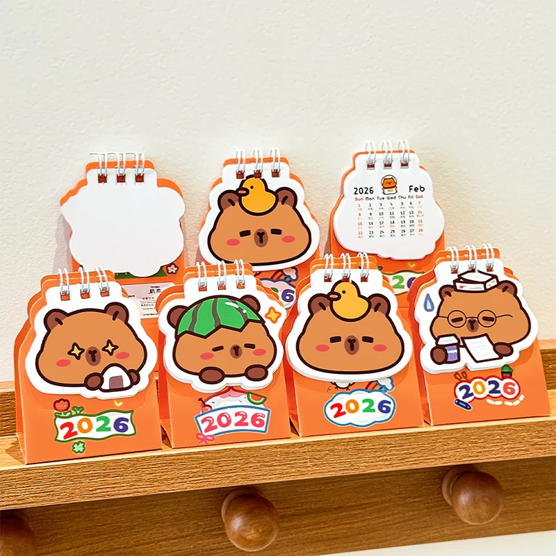 

[k]2026 Mini Capybara Desk Calendar Pocket Portable Daily Calendar Planner Desktop Decoration Office Stationery
