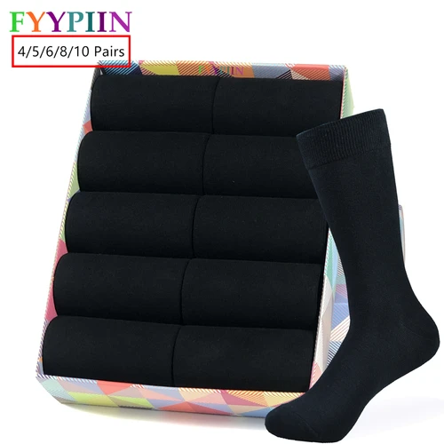 4/5/6/8/10 pares de calcetines de pantorrilla de algodón negro para hombre