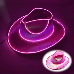 Chapéu Fedora luminoso para o desempenho do cavalheiro, Jazz Cap, LED Brilho, Chapéu alto, aniversário, casamento, Natal, festa de Halloween, suprimentos traje