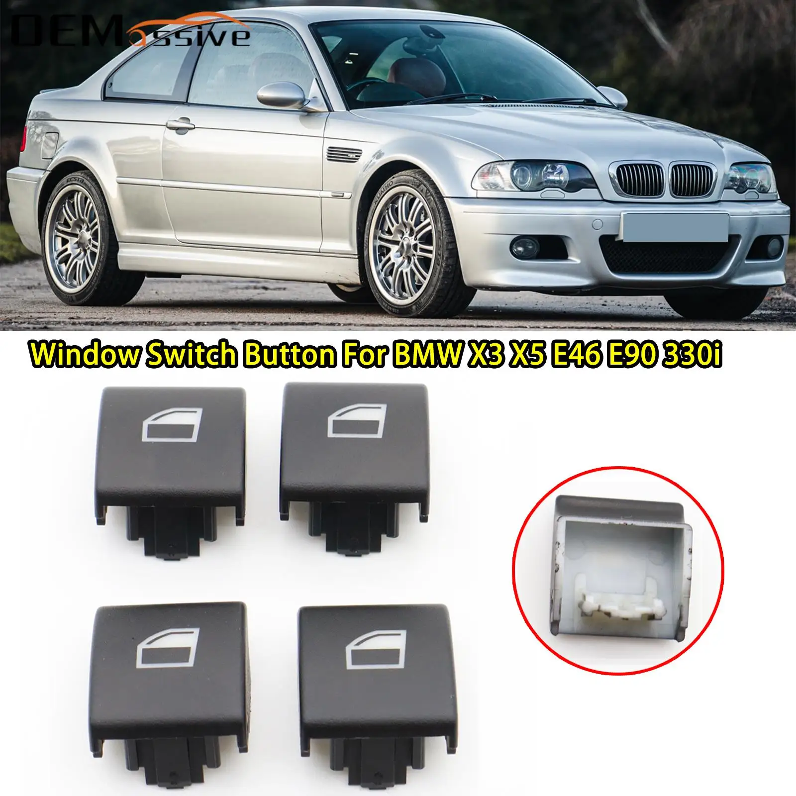 

For BMW 3-Series E46 325xi 323i 325i 328i 330i 330xi X5 E53 X3 E83 Car Interior Accessories Power Window Switch Button Cover Cap