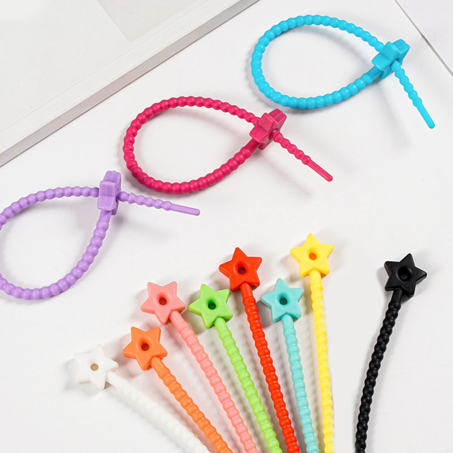 1Pcs Silicone Self-Locking Wire Cable Zip Ties Multi-functional Reusable Cable Ties Organiser Fasten Cable Food Bag Bundle Tool