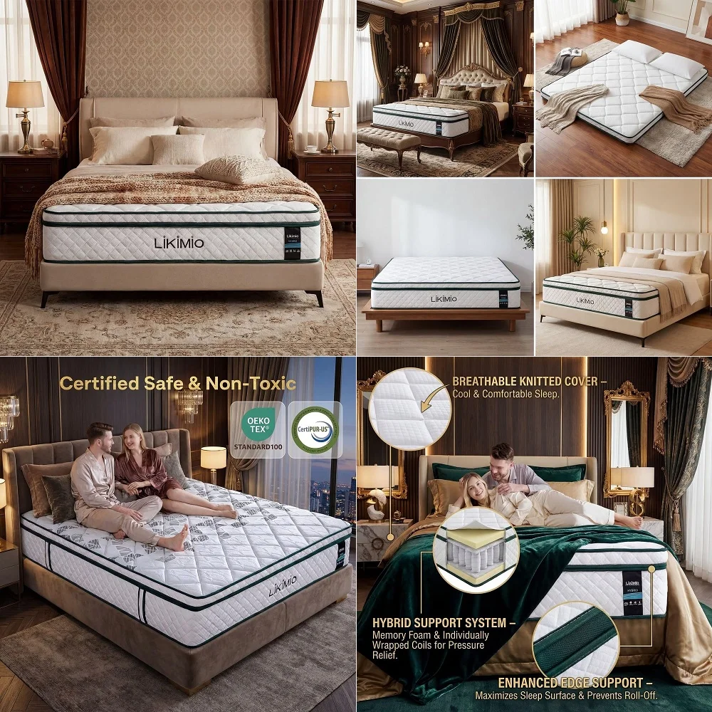 

12 Inch Full Size Mattress, Hybrid 2in1 Adjustable Firmness Mattress Cooling Gel Memory Foam amp Pocket Springs, Motion Isolati