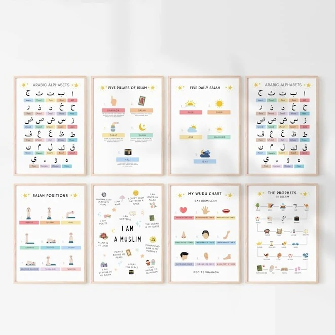 ملصق قماشي لتعليم الكتاب الإسلامي، مطبوعات فنية جدارية لغرفة المعيشة الحديثة، هدايا ديكور المنزل
