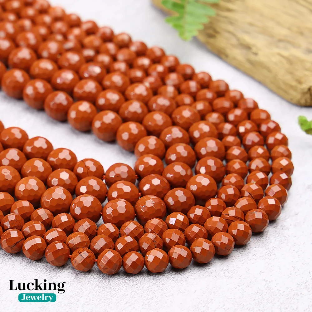 100% Natural Faceted Red Jasper Red Stone Loose Beads For Jewelry Making Bracelet Necklace Accessories 15'' 4 6 8 10mm