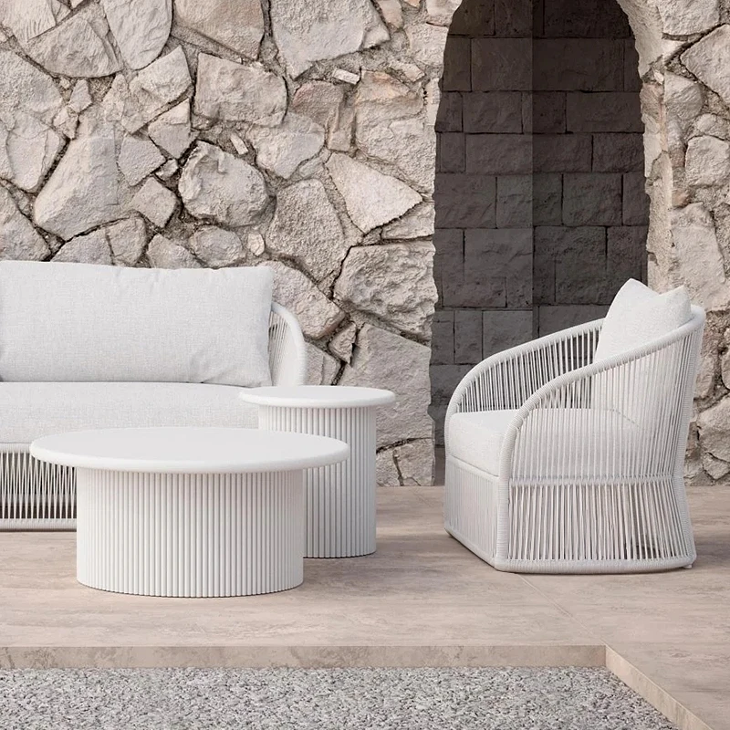 Outdoor sofa rattan bed and breakfast hotel outdoor leisure furniture combination villa courtyard open-air garden rattan chair