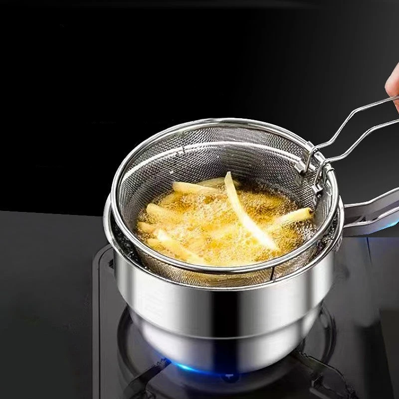 Multi-function Kitchen Double-deck Tempura Fryer Pan Single Person Steamed Cooked Boiled Pot 304 Stainless Steel Cookware NEW