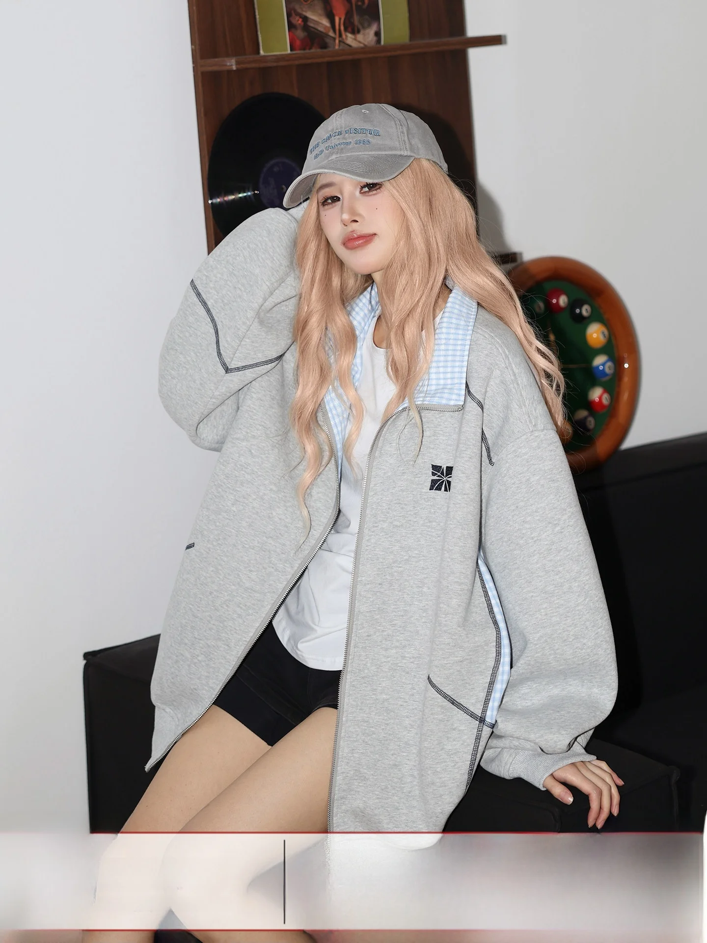 

Американский стильный повседневный свитер-куртка на молнии для женщин, весенне-осенняя легкая толстовка с длинными рукавами, верхняя одежда