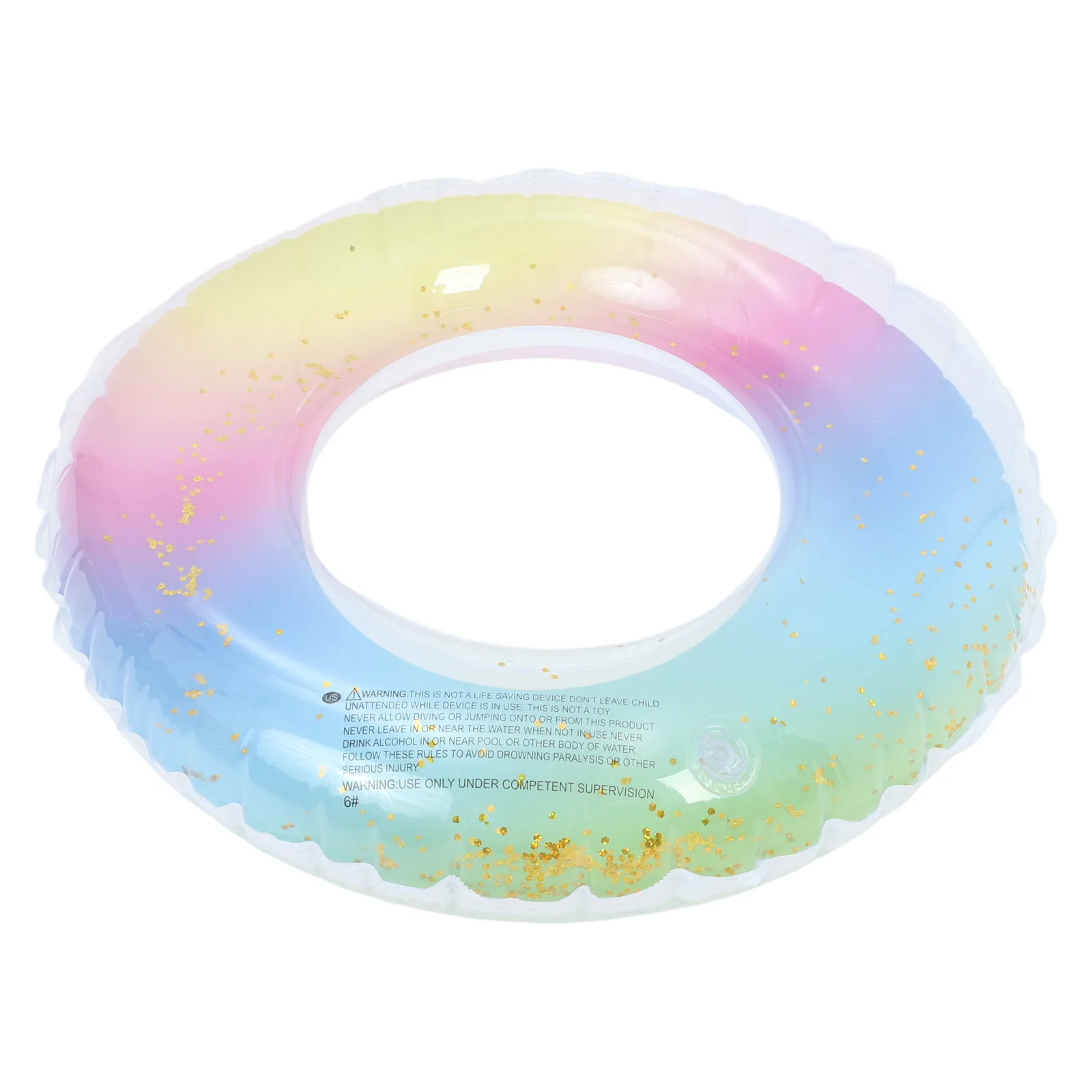 

60Cm Rainbow Float Ring Inflatable Swim Aid Translucent Gradient Design Easy Inflate Deflate for Pool Fun