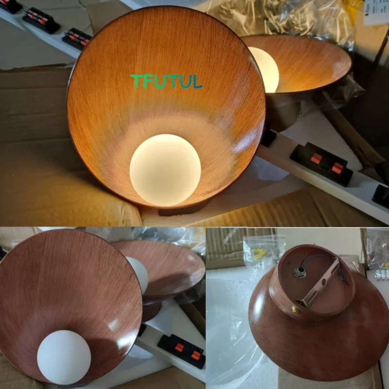 White Brown Shell Round Led Wall Lamp Japanese Creative Lighting Homestay Bedroom Corridor Resin Wall-mounted Sconces Home Decor