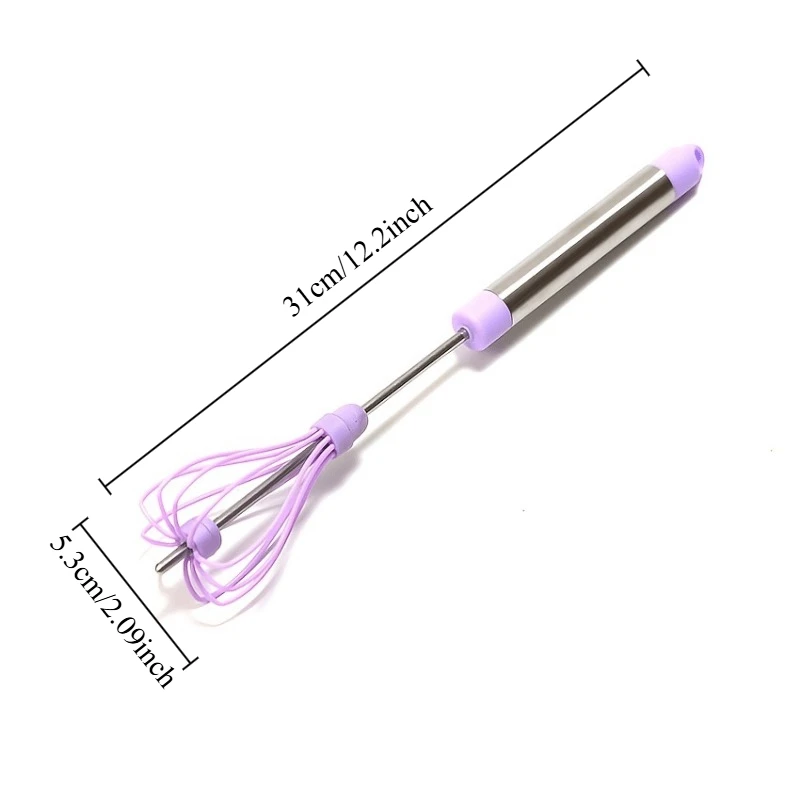 Stainless Steel Semi-Automatic Egg Whisk - Hand Push Whisk for Egg Beating, Blending,and Stirring - Kitchen Gadget and Accessory