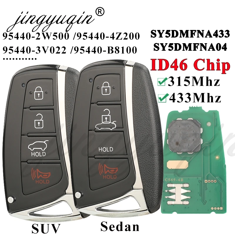 95440-4Z200/3V022/B8100/2W500 SY5DMFNA04 315/433Mhz ID46 For Hyundai Genesis Santa Fe 2013-2018 Remote Car Key Smart Keyless