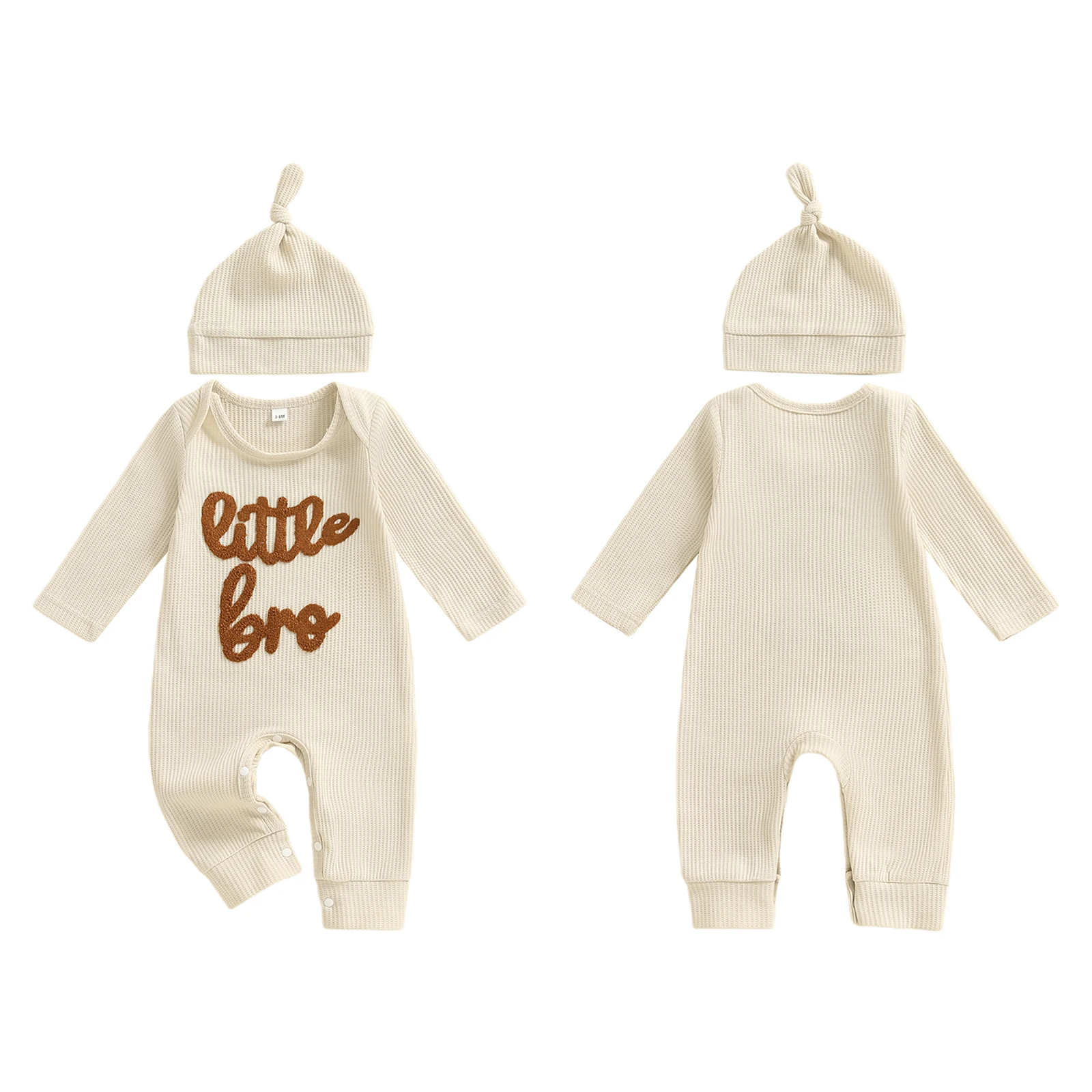 

Little Brother Newborn Outfit Letters Printed Baby Romper Fall Winter Infant Boy Clothes With Hats